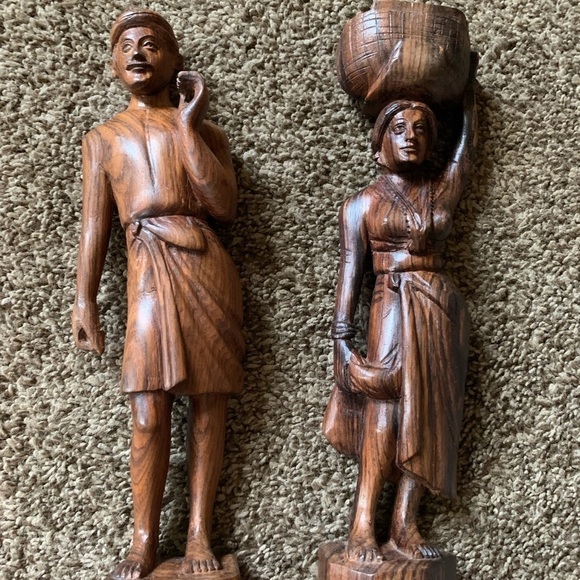 Other - Vintage Set of 2 Wooden Handcarved Couple